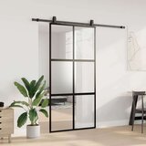 vidaXL Drsna vrata z opremo črna 102,5x205 cm kaljeno steklo | Shoptok.si