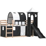  Krevet na kat s toboganom i zavjesama bijelo-crni 90 x 190 cm | shoptok.hr