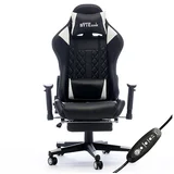 gamerska stolica carbon, jastuk za masažu / bluetooth zvučnici (crna)