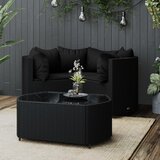 Maison Chic Seti vrtnega pohištva - Vrtna garnitura - Vrtni pohištvo set 4-delna z blazinami črn poli ratan, (21819806) | Shoptok.si