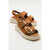 LuviShoes FURIS Women's Sandals with Tan and Suede Genuine Leather. Cene