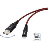 Toolcraft USB kabel USB 2.0 USB-A vtič, USB-C vtič 2.00 m črna/rdeča izredno robusten pleteni plašč, primeren za obojestranski priključek TO-6872829, (20416035) cene