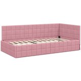 vidaXL Kutni okvir kreveta s uzglavljem Ružičasta 90 x 190 cm Baršun | shoptok.hr