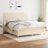  Krevet s oprugama i madracem krem 160x200 cm od tkanine | shoptok.hr