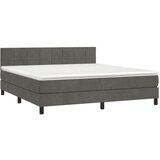  Krevet box spring s madracem LED tamnosivi 160x200 cm baršun | shoptok.hr