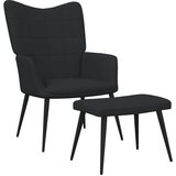 The Living Store Stol za sproščanje s stolčkom črno blago - Stol Za Sproščanje, (21420324) Cene