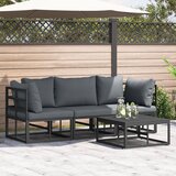 vidaXL Vrtna sedežna garnitura 4 pcs Črna 70 x 70 x 32 cm Aluminij Cene