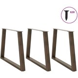  Noge za jedilno mizo v obliki črke V, 3 kosi, naravno jeklo, 90 x (72-73,3) cm, jeklo | Shoptok.si