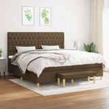  Box spring postelja z vzmetnico temno rjav 200x200 cm blago, (21089245) | Shoptok.si