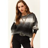 Olalook Women's Black Tie-dye Soft Textured Knitwear Sweater | shoptok.hr