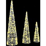 vidaXL Božično drevo 3 pcs Toplo bela 40 cm 60 cm 80 cm Akril | Shoptok.si