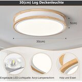 VIKAEY LED 30 cm stropna svetilka bela z lesom | Shoptok.si