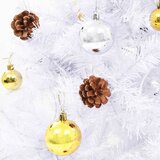  Umjetno osvijetljeno božićno drvce s kuglicama bijelo 180 cm | shoptok.hr