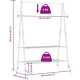 vidaXL Stojalo za oblačila s policami n kolesi 132x45,5x155,5cm Bambus | Shoptok.si