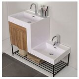 Hanah home Kupatilski ormarić sa umivaonikom i ogledalom (2 komada) Up Down Light Walnut | Eponuda.com