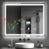  Kupaonsko LED Bluetooth ogledalo 80 x 100 cm dodirni prekidač protiv zamagljivanja srebrna | shoptok.hr