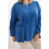 Kesi Włoski Women's Plus Size blouse with cotton, featuring a pocket and rolled sleeves kiwi | Shoptok.si