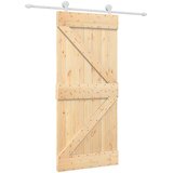  Klizna vrata 90 x 210 cm Masivna borovina Prirodna i bijela | shoptok.hr
