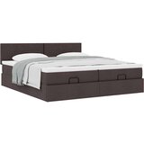 vidaXL Otomanski posteljni okvir z vzmetnicami rjav 200x200 cm blago | Shoptok.si