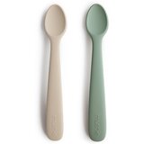Mushie set od 2 silikonske žličice cambridge blue/shifting sand | shoptok.hr