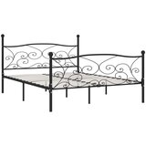 The Living Store Posteljni okvir z letvenim dnom črn kovinski 200x200 cm - Posteljni Okvir, (21527012) | Shoptok.si