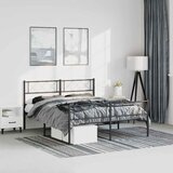  Metalni okvir kreveta uzglavlje i podnožje crni 150x200 cm | shoptok.hr