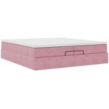  Otomanski posteljni okvir z vzmetnicami roza 200x200cm žamet, (22053909) | Shoptok.si