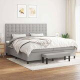  Box spring postelja z vzmetnico svetlo siva 200x200 cm blago, (20851643) | Shoptok.si