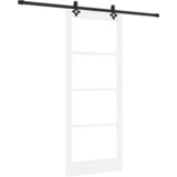 vidaXL Drsna vrata z kompletom strojne opreme Bela 86x211 cm Masivni bor | Shoptok.si