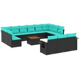  Vrtni set s jastucima, 14 dijelova, crni poliratan | shoptok.hr