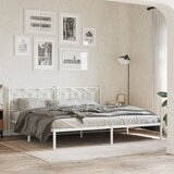 Maison Chic Kovinski Posteljni okvir - Dvoposteljna postelja - Zakonska postelja z vzglavjem bel 200x200 cm, (21692277) | Shoptok.si