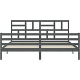  Za krevet s uzglavljem sivi 200 x 200 cm od masivnog drva | shoptok.hr