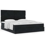 vidaXL Otomanski posteljni okvir z vzmetnicami črn 180x200cm žamet | Shoptok.si