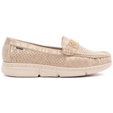 GOODIN Beige openwork loafers with a gold element | Shoptok.si