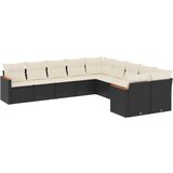  The Living Store Vrtna sedežna garnitura 10-delna z blazinami črn poli ratan - Vrtna Sedežna Garniture, (21461741) | Shoptok.si