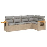 Maison Chic Seti vrtnega pohištva - Vrtna garnitura - Vrtni pohištvo set 5-delna z blazinami bež poli ratan, (21820418) | Shoptok.si