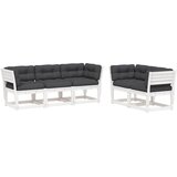  5-dijelni set vrtnih sofa s jastucima bijeli masivna borovina | Eponuda.com