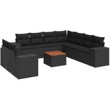  10-dijelni set vrtnih sofa s jastucima crni od poliratana | shoptok.hr