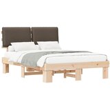 vidaXL Posteljni okvir z oblazinjenim vzglavjem Taupe 140 x 190 cm, (5000101964) | Shoptok.si