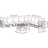 vidaXL Vrtna sedežna garnitura 9 pcs Črna 70 x 70 x 32 cm Aluminij | Shoptok.si