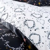Catherine Lansfield Črna/bela posteljnina za zakonsko posteljo 200x200 cm Cosmic Hearts and Stars – | Shoptok.si
