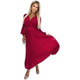 Numoco Pleated dress with belt and neckline Cijene