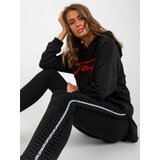 Fashion Hunters Black casual leggings with lettering on the sides Cene