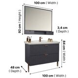 Hanah home Kupatilski ormarić sa umivaonikom i ogledalom (2 komada) Noble 100 Argento | Eponuda.com