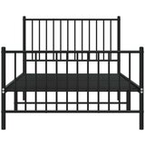 Metalni okvir kreveta uzglavlje i podnožje crni 100x200 cm | shoptok.hr
