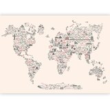  Foto tapeta - Map With Icons - Cartoon Representation of the World in Pastel Colours 250x175 Premium | shoptok.hr