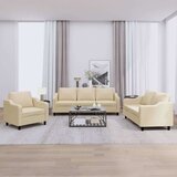 vidaXL 3-dijelni set sofa s jastucima krem od tkanine | shoptok.hr