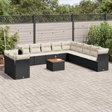  12-dijelni set vrtnih sofa od poliratana s jastucima crni | shoptok.hr