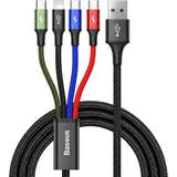 pleten USB-A polnilni kabel 4v1 z Lightning, 2 USB-C in Micro USB priključkom 3.5A črne barve dolžine 1.2m CA1T4-B01