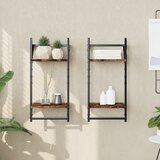  Zidne police s prečkama 2 kom dimljena boja hrasta 30x25x65 cm | shoptok.hr